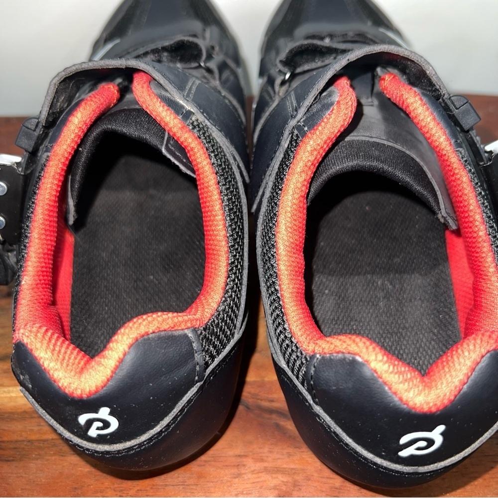 Peloton Cycling Shoes Delta Look Cleats Black Red Clip in Spin Shoes EU 39 US8 8 - Picture 9 of 11